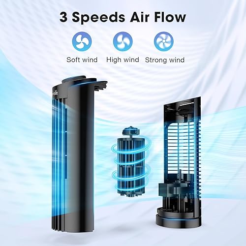 Miniatura 2 de Grelife Ventilador de torre de 13 pulgadas con controles remotos, 3 ajustes de velocidad, oscilación de 90, temporizador de 7.5, ultra silencioso