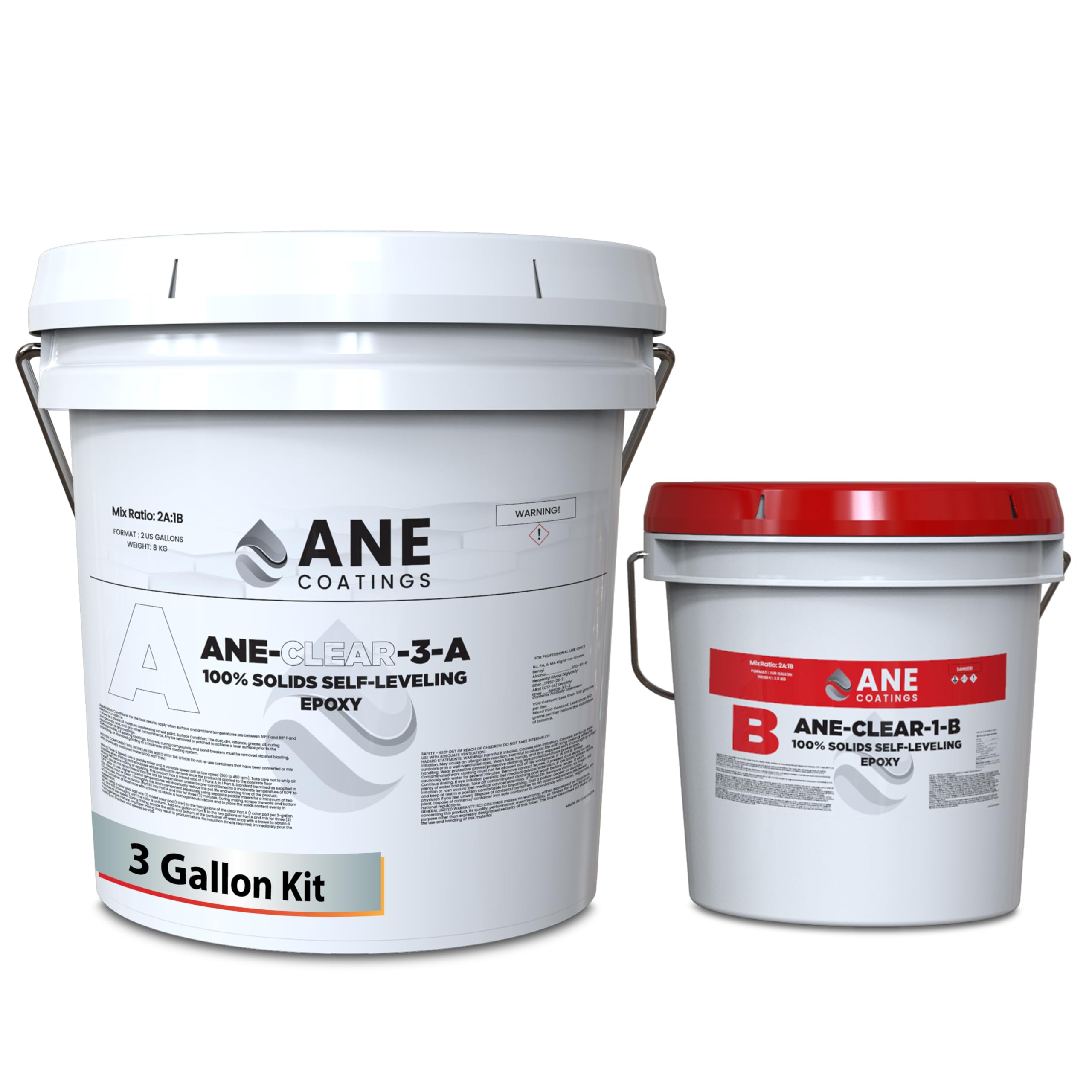 Self Leveling Epoxy Resin Kit – ANE Garage Floor Epoxy Kit Spreads Seamlessly. Durable, Industrial Grade Clear Epoxy Resin for Concrete Floors and Countertops - Clear