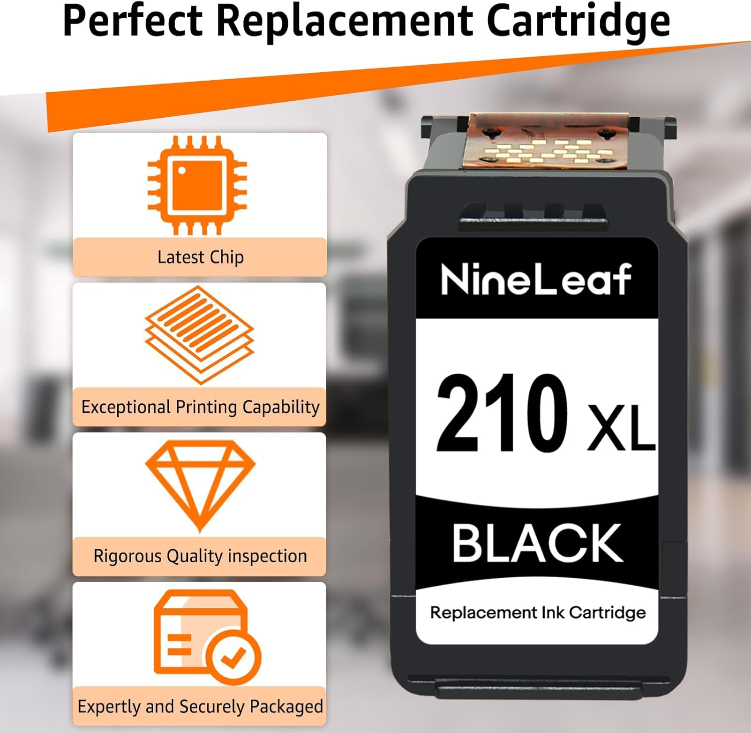 NineLeaf Remanufactured High Yield Ink Cartridge Compatible for Canon PG-210XL PG-210 XL PIXMA iP2700 MX320 MP495 IP2702 MP230 MP240 MP250 MP280 (401 Pages, Ink Level Indicator) (Black,1 Pack)