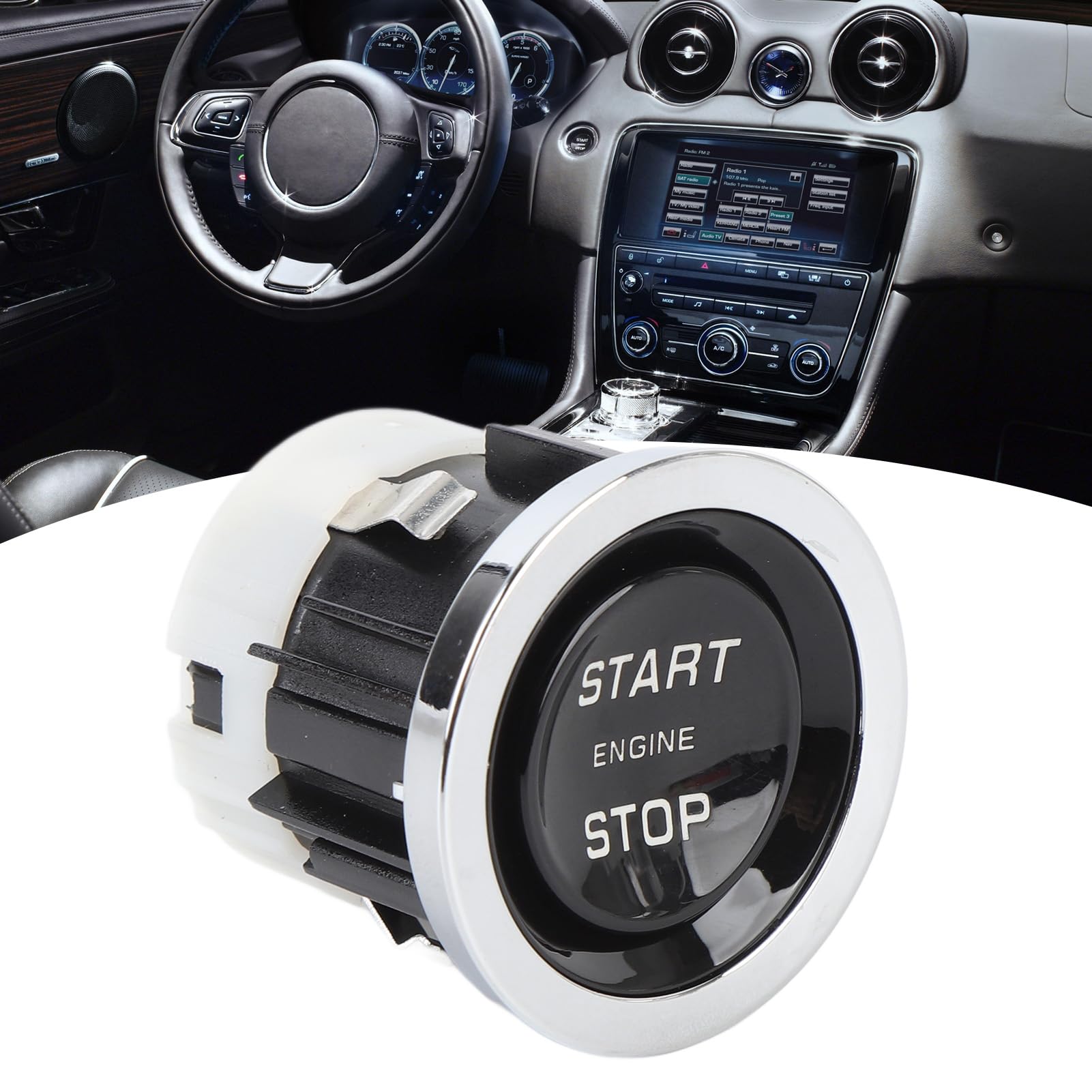 Pulsante Avviamento Motore, Interruttore Start Stop C2D4509 in Plastica ABS Compatibile con Jaguar XJ 2010-2013, Ricambio Accensione per Console Centrale e Cruscotto Auto