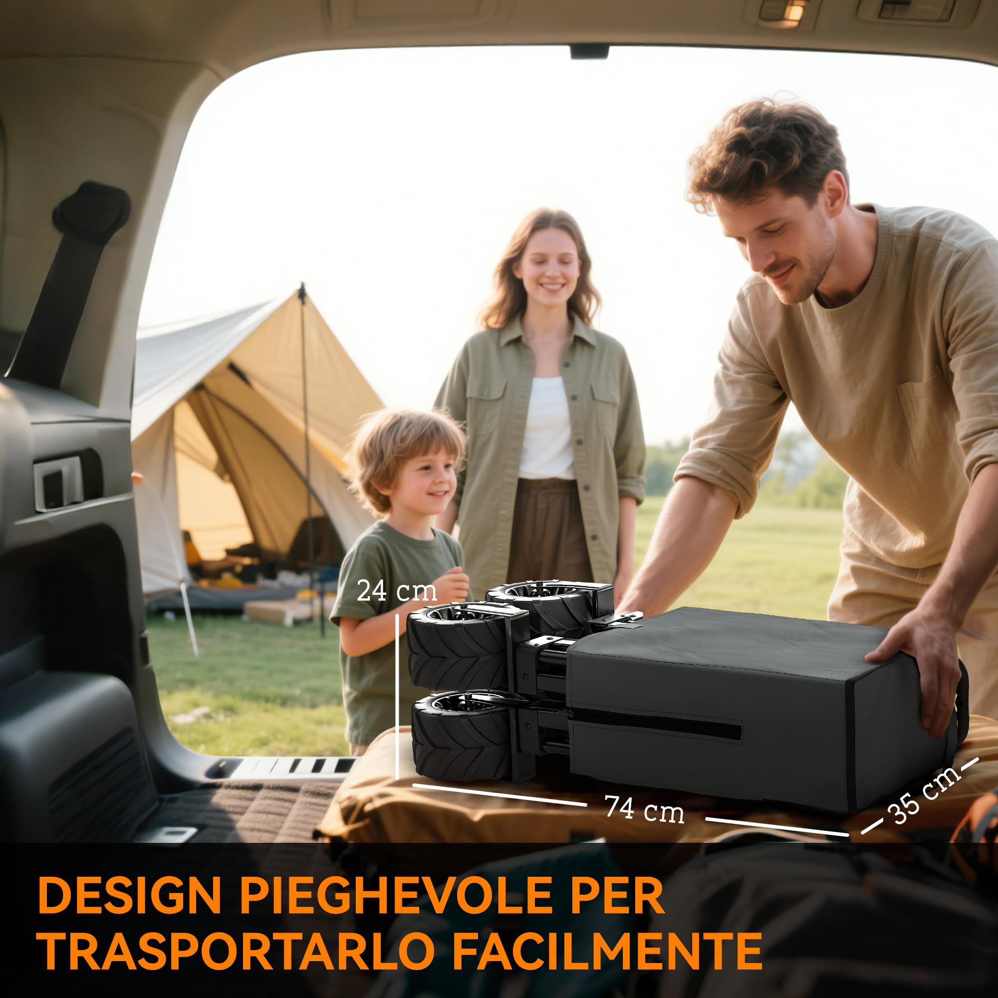 Outsunny Carrello da Campeggio 205L con 4 Ruote Ampie Grandi, Carrello Spiaggia Pieghevole in Acciaio e Tessuto Oxford con Maniglia Telescopica Regolabile, per Giardino Campeggio, Carico 70kg, Grigio