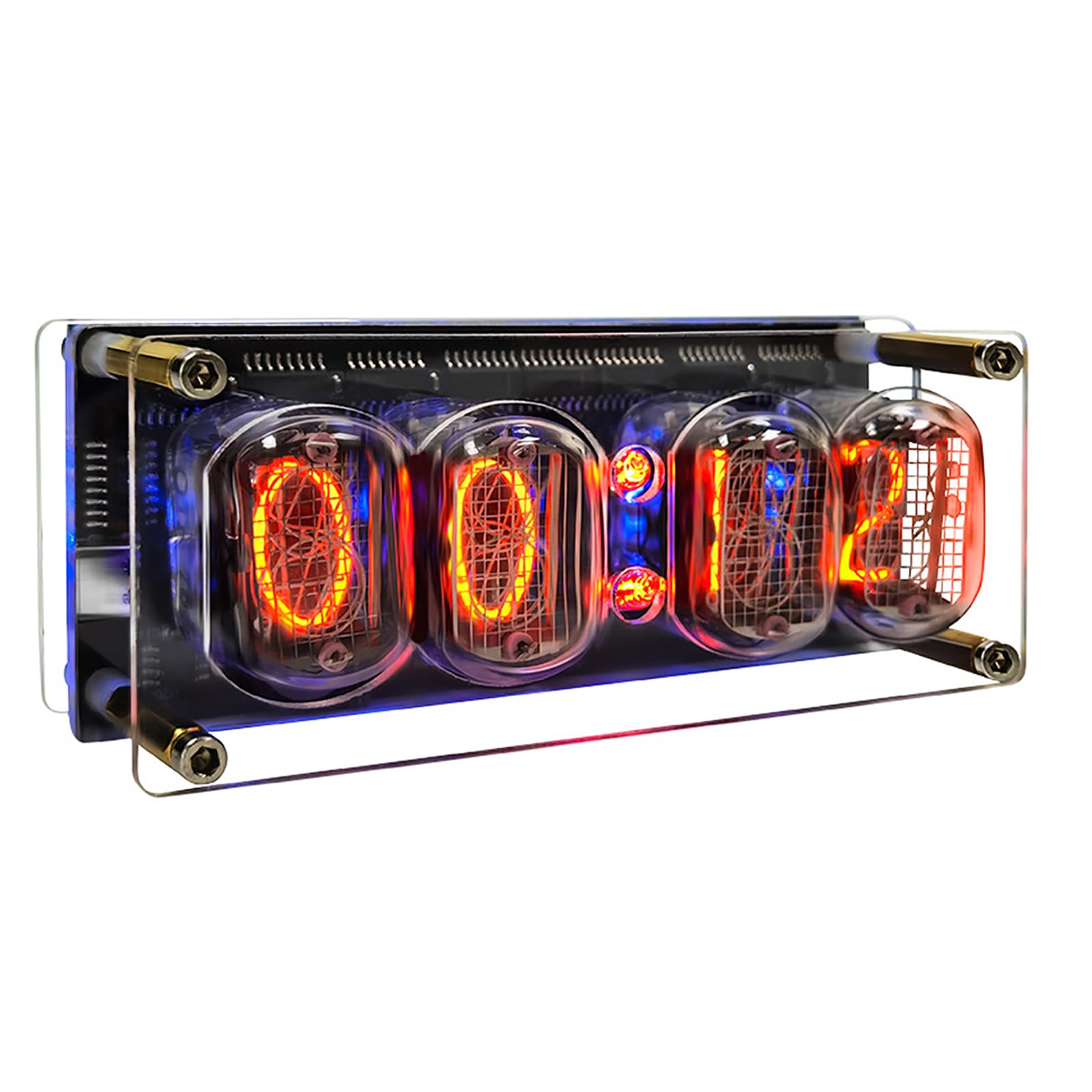 Adtzpc Nixie Tube Clock, Luminous Tube Clock Nixie Tube Clock with Power Off Memory Function, Built-in High-precision Clock Chip and Colorful Background Illumination, for Lover, Friend, Birthday