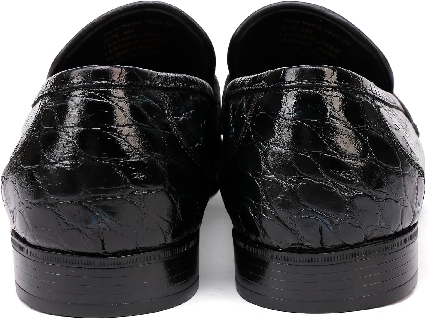 Men's Genuine Leather Dress Loafers, Slip-On Crocodile Print Business Shoes with Comfort Cushion for Wedding & Formal Events