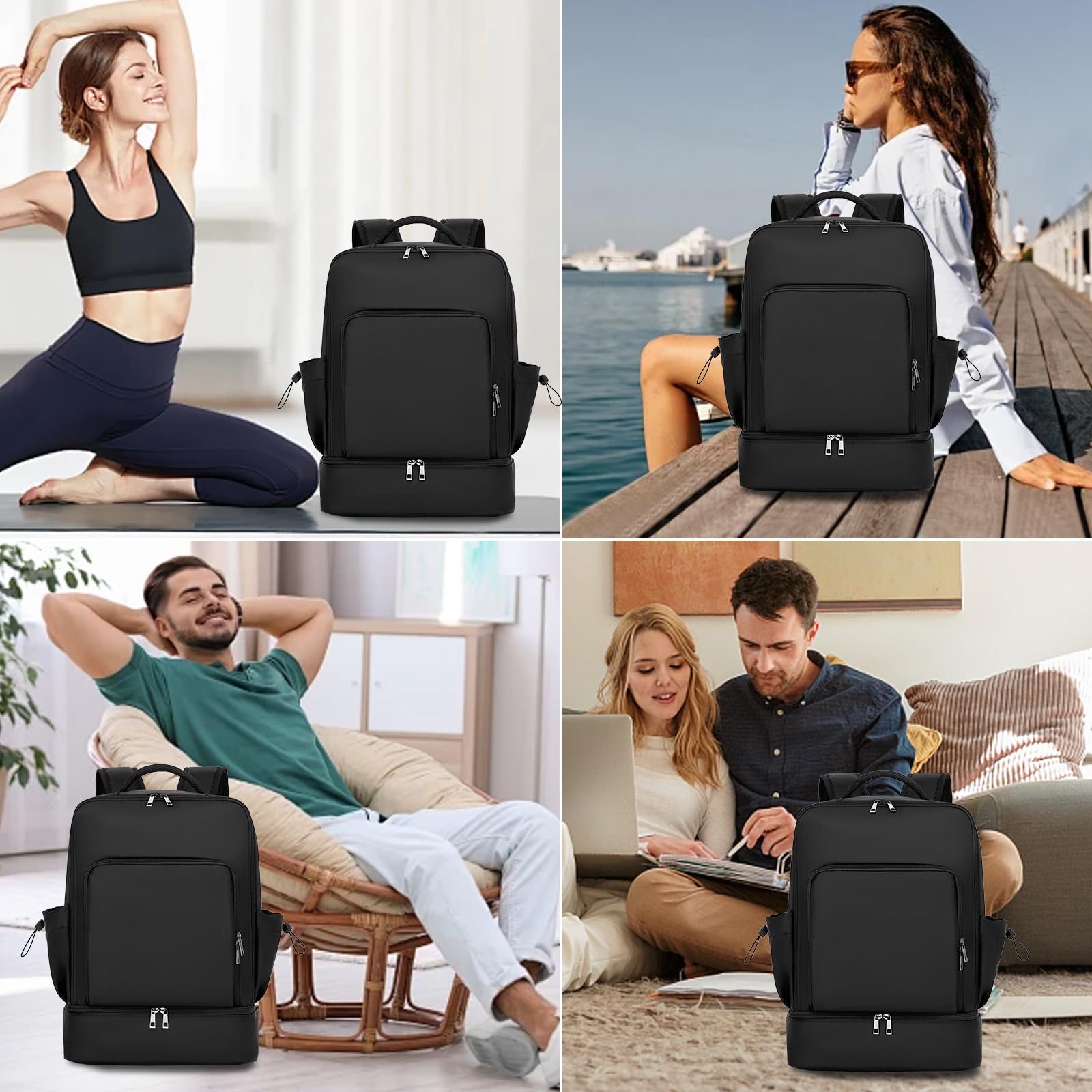 seyfocnia Zaino da palestra da uomo, leggero, sportivo, con scomparto per scarpe, borsa da palestra impermeabile
