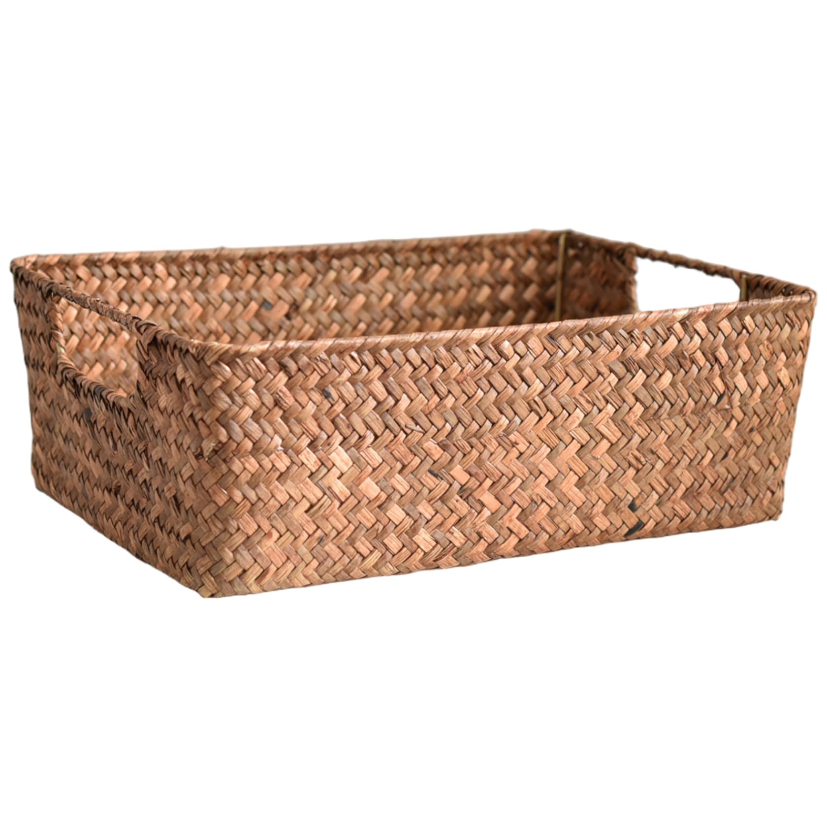 Ngbbby 12x8x4 Inch Wicker Storage Basket with Handles, Pantry Organizer for Living Room Bedroom Desktop, Decorative Baskets
