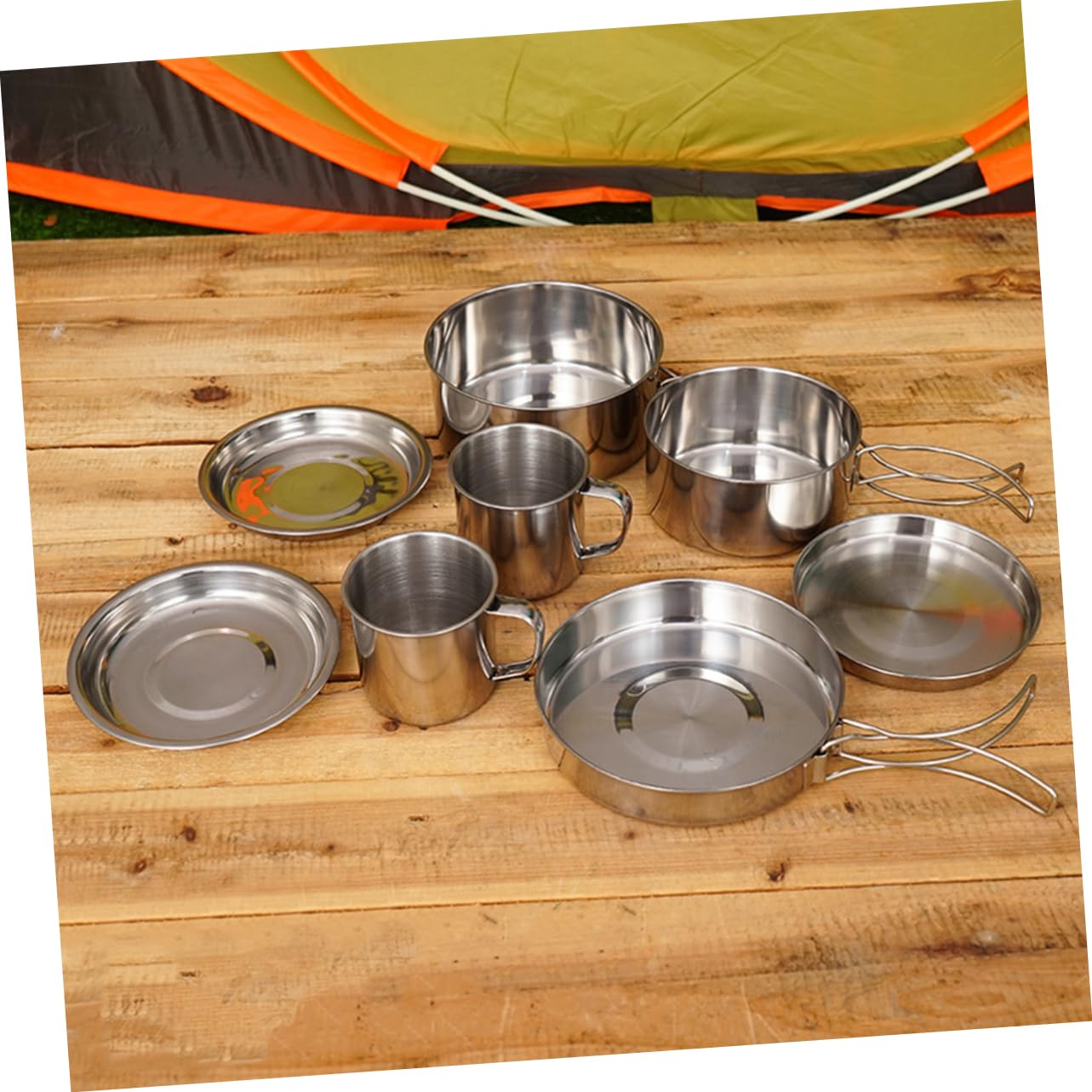Mikikit Utensilios de Cocina Multifuncionales Olla de Camping Portátil de Acero Inoxidable Equipo de Camping para Picnic y Acampar al Aire