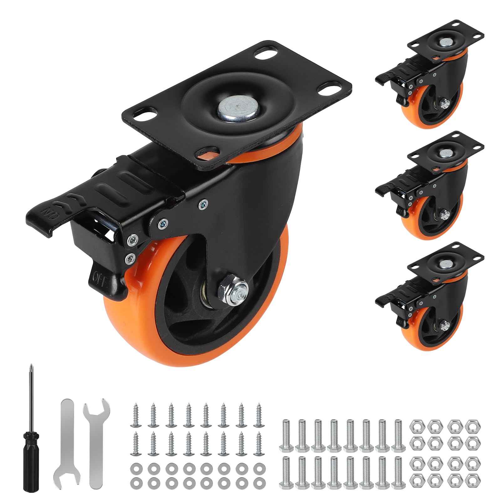 RRIUTO Meubelrol met rem, 100 mm zwenkwielen met M12 ruggat