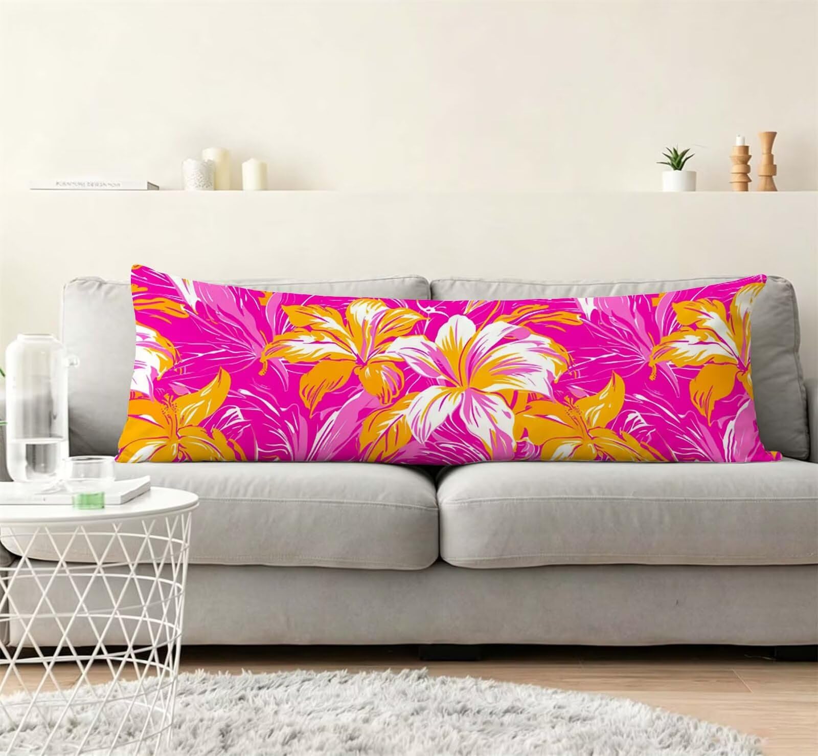 Fodera Cuscino 55 x 160 cm, Nordic-18 Lino Copricuscini Letto, | con Invisibile Cerniera, Morbida e Traspirante, per biancheria da letto, divano, hotel, chi dorme sul fianco Pianura j-33