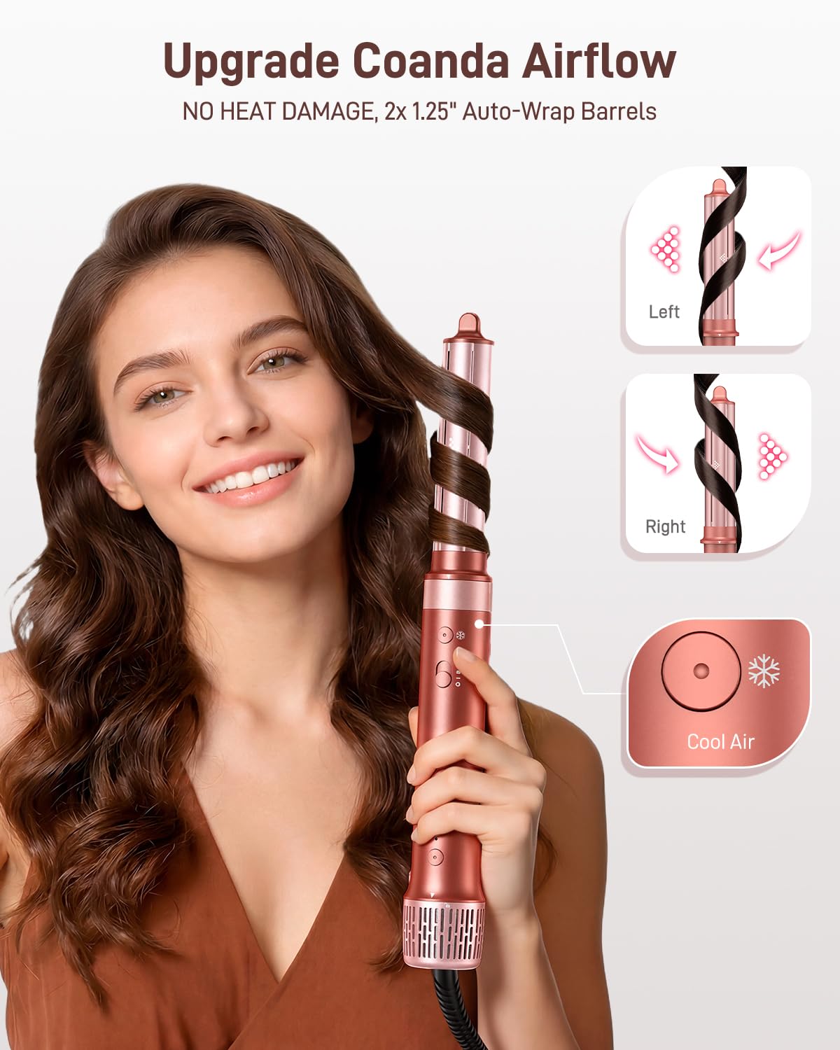 HITTIONA 6 w 1 Airstyler, automatyczna lokówka do włosów i suszarka jonowa High-Speed, szczotka z ciepłym powietrzem, szczotka do prostowania, szczotka do objętości, stylizacja włosów dla kobiet, na