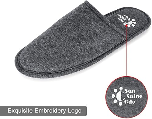 Miniatura 5 de Sunshine Code Pantuflas lavables de algodón de espuma viscoelástica para hombre con bolsa de viaje a juego para el hogar, hotel, spa, dormitorio