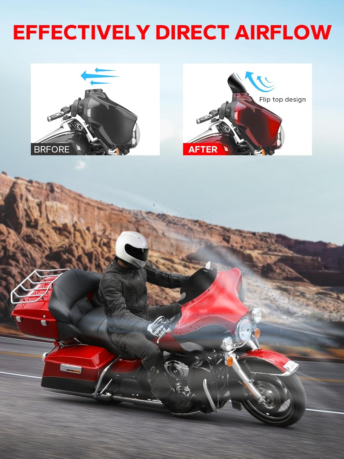 Amazicha Black 6" Windshield Windscreen Fit for Harley Electra Street Glide Touring 1996-2013