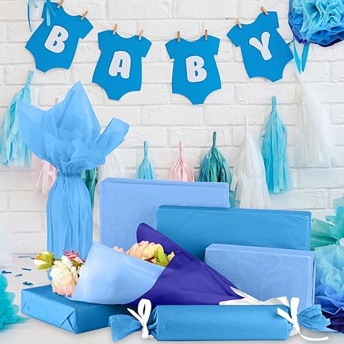 Miniatura 6 de NEBURORA 108 hojas de papel de regalo azul para graduación, papel de seda a granel para Pascua, cumpleaños, boda, Navidad, vacaciones, embalaje y