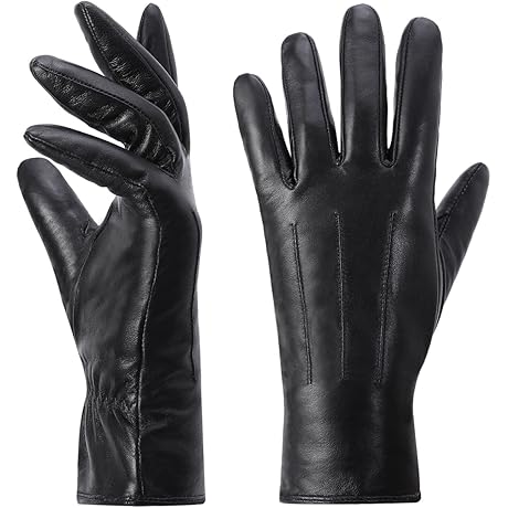 Premium Women's Cashmere-Lined Lambskin Leather Touchscreen Gloves: GL017