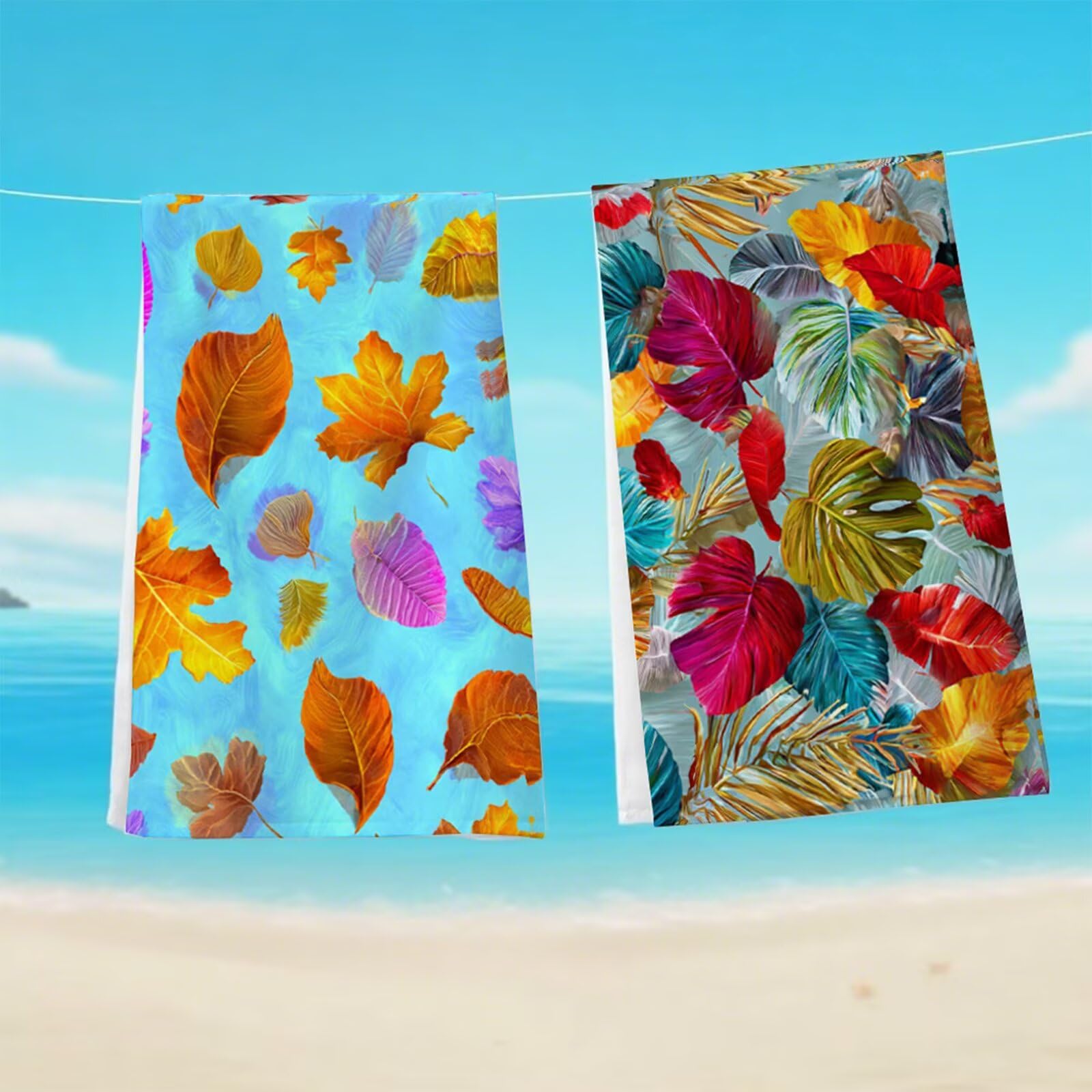 Telo Mare Microfibra 90x180 cm Telo Mare Grande, Asciugamano Palestra Assorbente Asciugatura Rapida, Asciugamano Mare Antisabbi Stuoia Spiaggia per Piscina, Campeggio, Viaggio - Piante Coloré G1-566