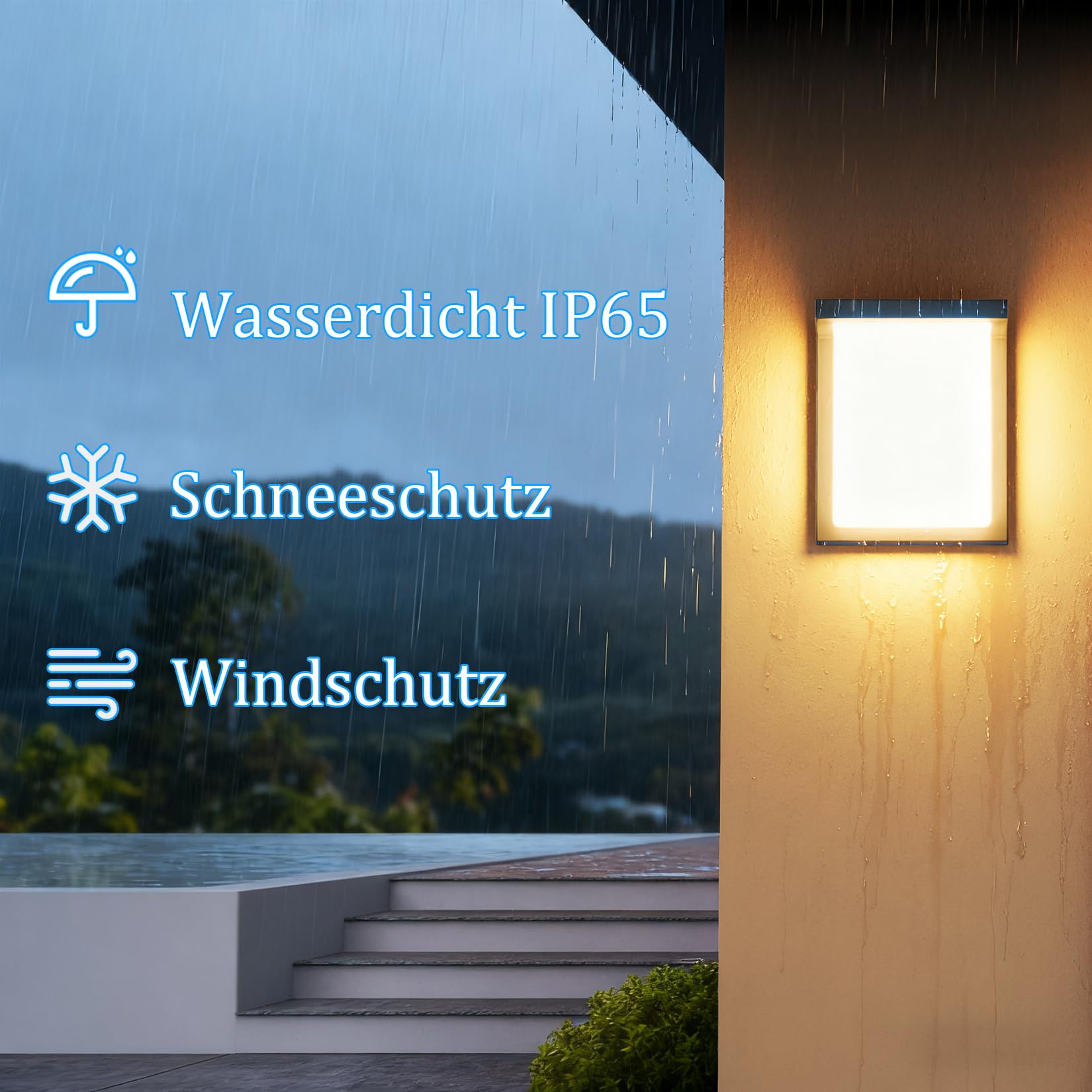 Kligthen LED Außenwandleuchten 3000K, IP65 Wandleuchte Anthrazit außenlampe
