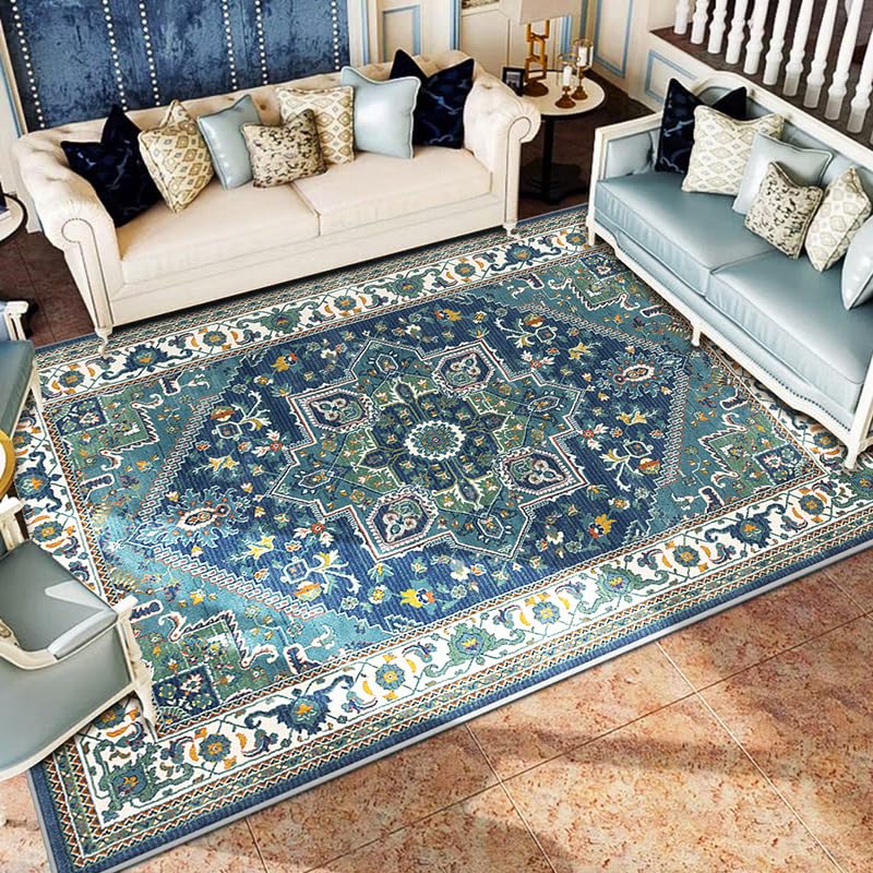 Tapis de salon lavable et antidérapant fini les taches et glissades vert 180x200