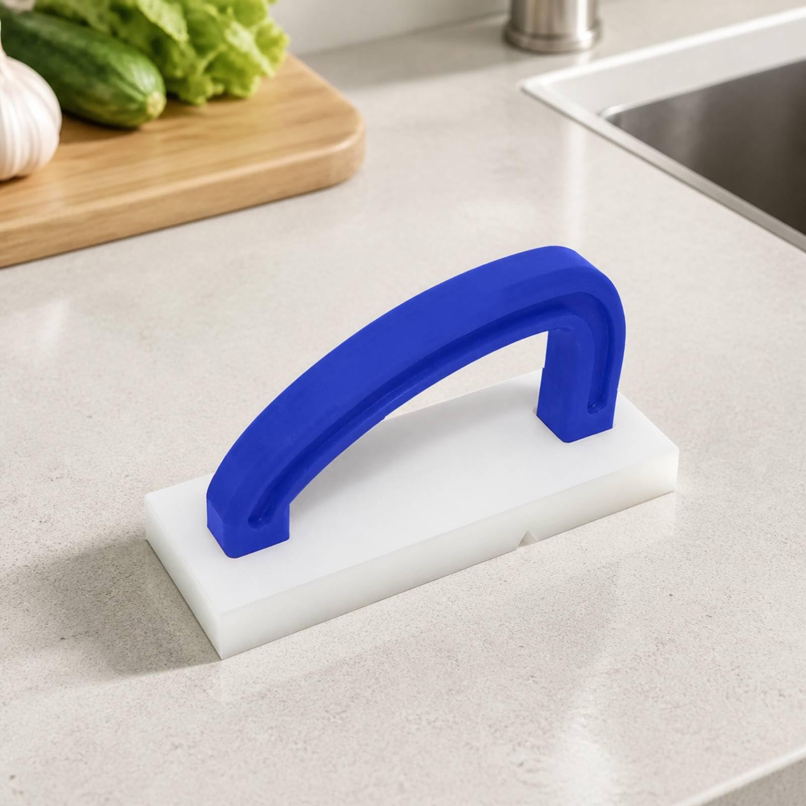 rockible Rascador Plástico con Hoja Metálica Filo Acero Inoxidable Ergonómico Rascador con Mango Arqueado Integrado Práctico Limpiador Multiusos,