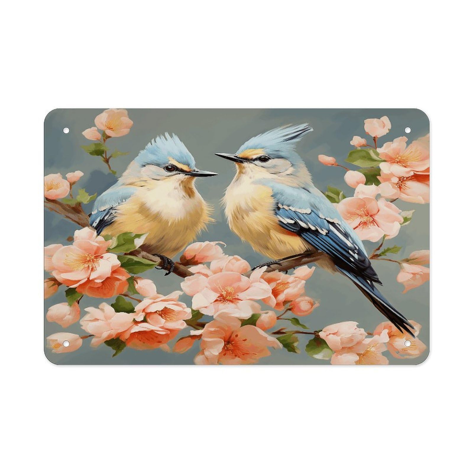 Fodpand Style Flower And Bird Painting Wall Art Metal Signs Tin Sign