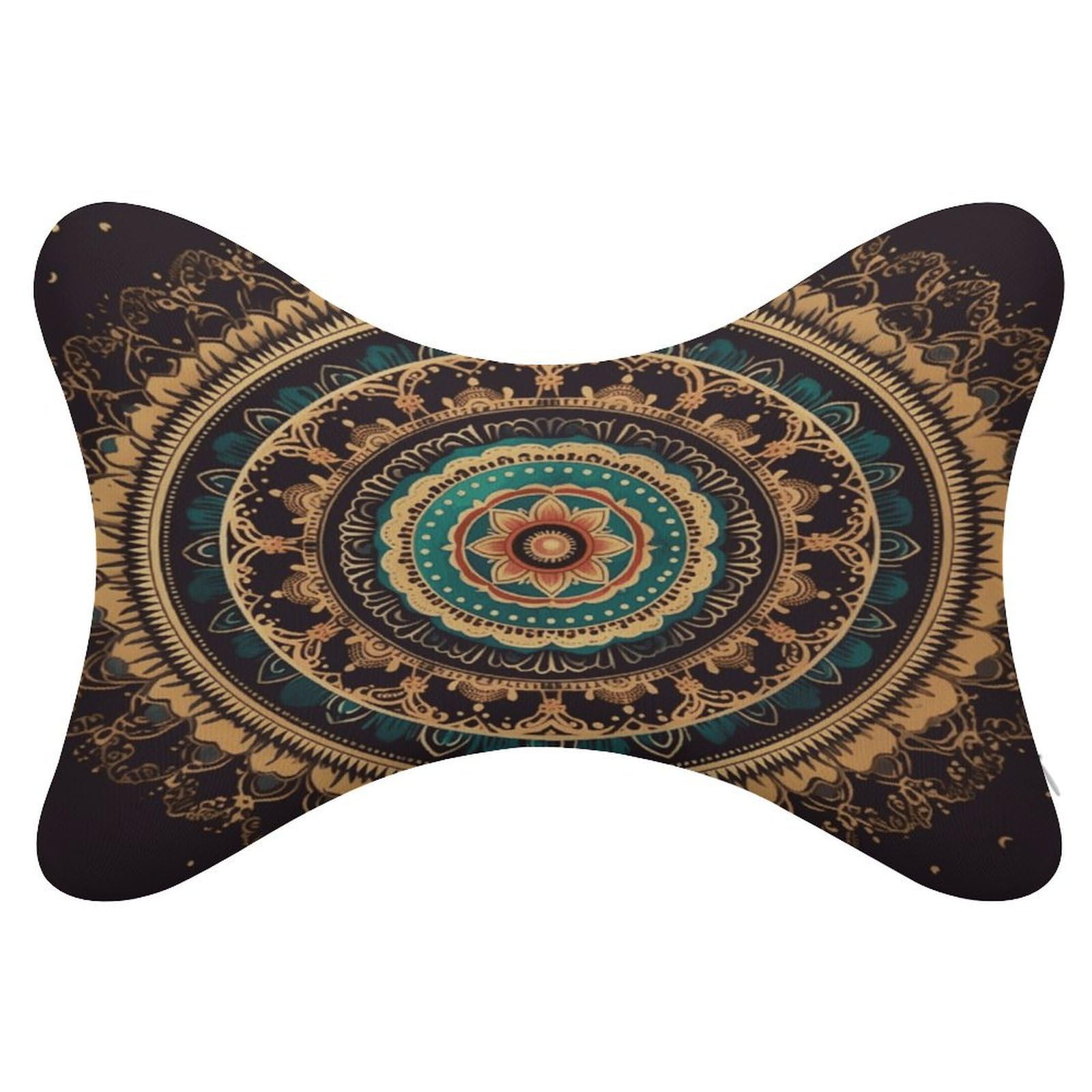 VstaDank Mandala Car Neck Pillows 2 Pack Removable Ergonomic Cervical Support Pillow Fashion Cozy Bone Shaped Pillows Soft Car Headrest Pillow for Office Airplane Most Car