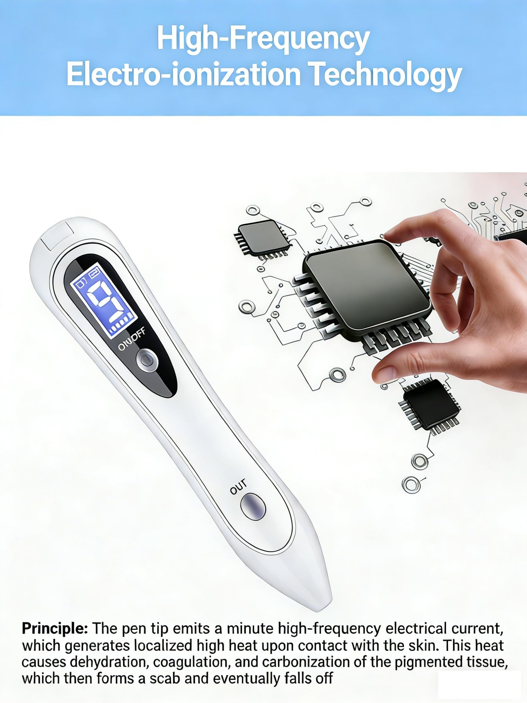 Rimuove Nei, Verruche, 9 Livelli Di Potenza Penna Elettrica Con Display Per La Rimozione Di Nei, Verruche, Tatuaggi, Macchie Dell'Età Su Viso, Mani E Corpo