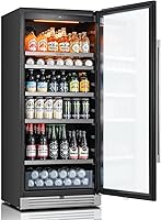 Vista 8 de Ca'Lefort - Refrigerador de 60 cm para bebidas, para 238 latas, refrigerador alto con puerta de vidrio, refrigerador de bebidas de 40-65°F con 3 LED