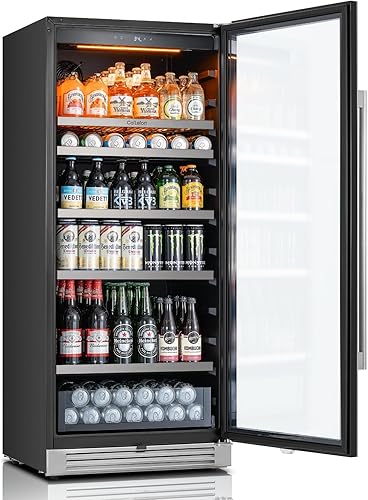 Miniatura 8 de Ca'Lefort - Refrigerador de 60 cm para bebidas, para 238 latas, refrigerador alto con puerta de vidrio, refrigerador de bebidas de 40-65°F con 3 LED