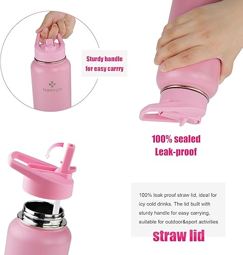 Miniatura 6 de Botella de agua deportiva de 32 onzas con recubrimiento en polvo de doble pared aislada al vacío, de acero inoxidable 188, boca ancha, termo térmico