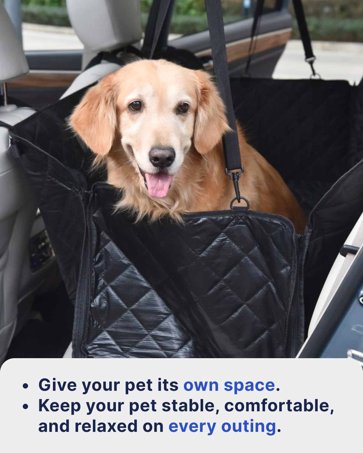 pettycare Dog Car Seat Cover for Back Seat, 600D Heavy Duty Waterproof & Scratch-Resistant for Car with Side Flap, Pet Back Seat Covers for Car with Seatbelt Black. - image 4