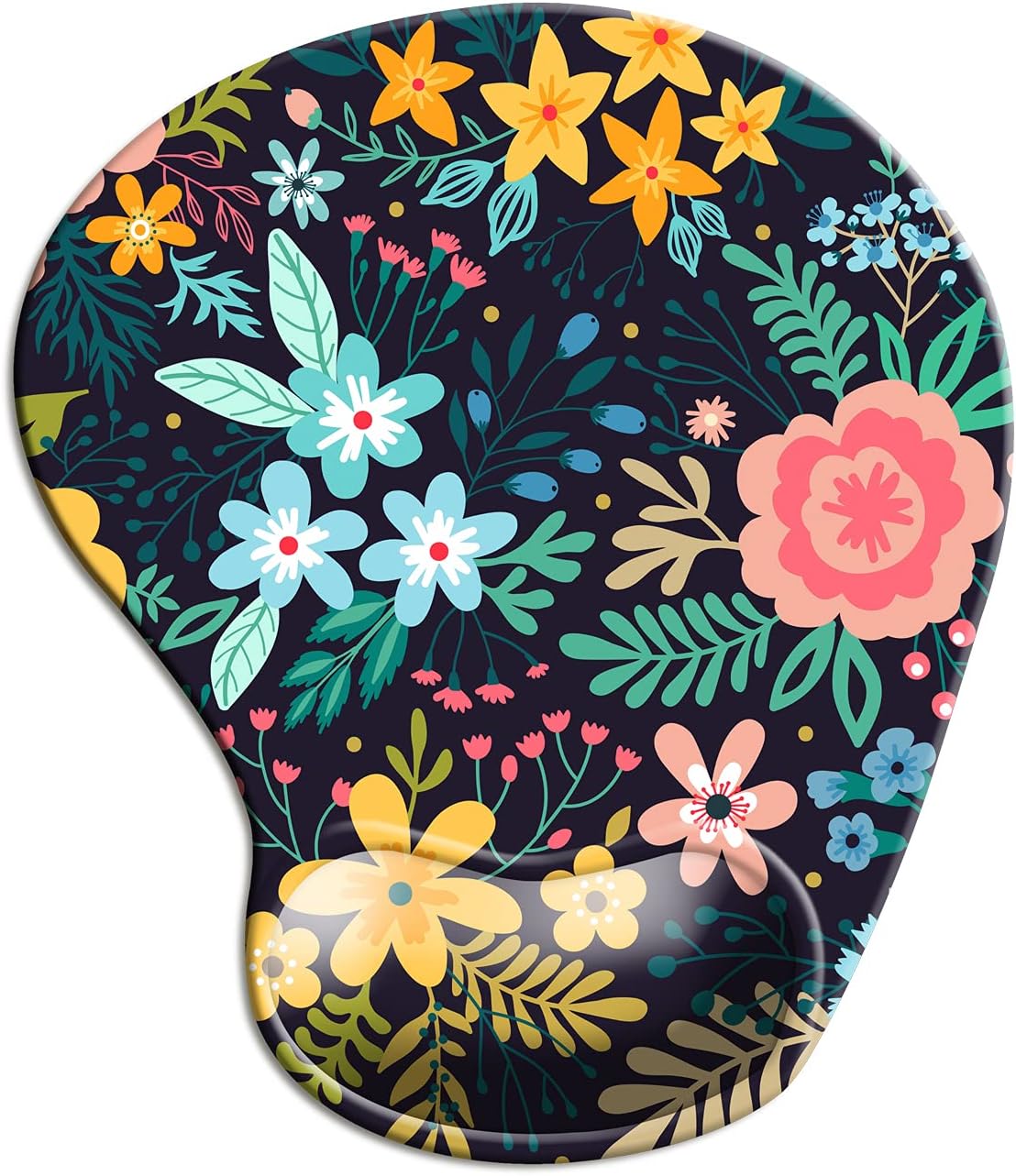 DOOKE Ergonomic Mouse Pad with Wrist Support, Cute Mouse Pads with Non-Slip Rubber Base for Home Office Working Studying Easy Typing & Pain Relief Blooming Flowers
