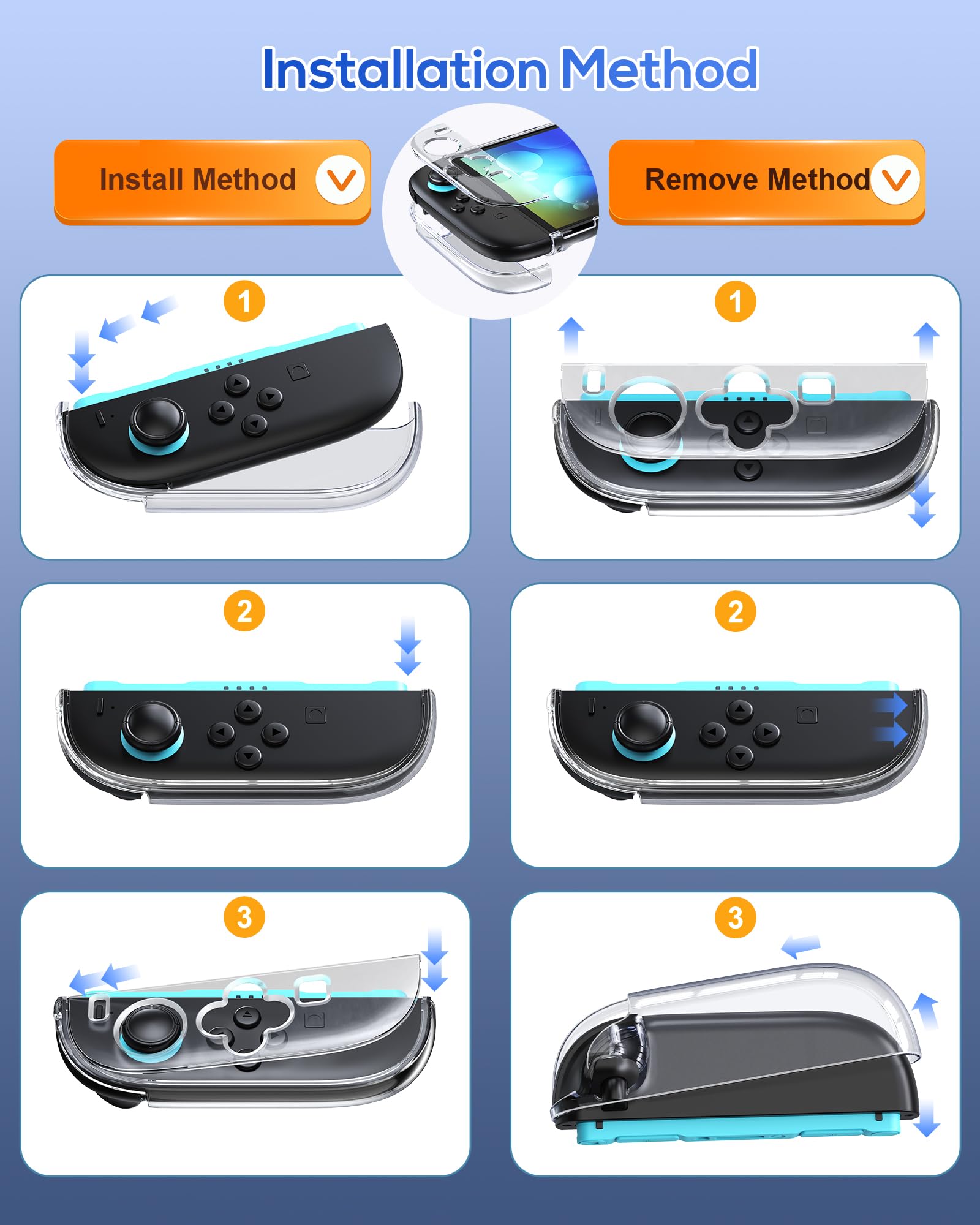 FYOUNG Custodia protettiva e pellicola protettiva per Nintendo Switch 2 (2025), set di accessori 3 in 1 per Switch 2, guscio rigido in policarbonato trasparente, 2 pellicole in vetro, 8 impugnature