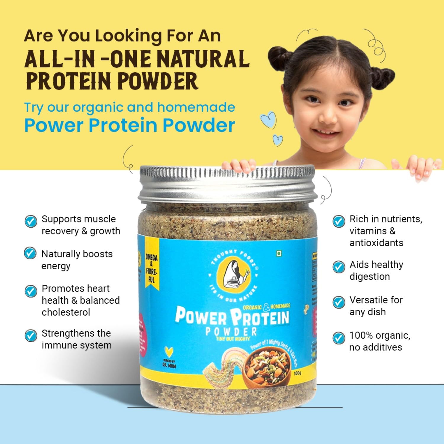 Power Protein Powder - Organic Plant-Based Protein with 7 Seeds & 4 Nuts, Homemade, No Sugar or Preservatives, Veg & Jain Friendly - 100g — Amazon image 4