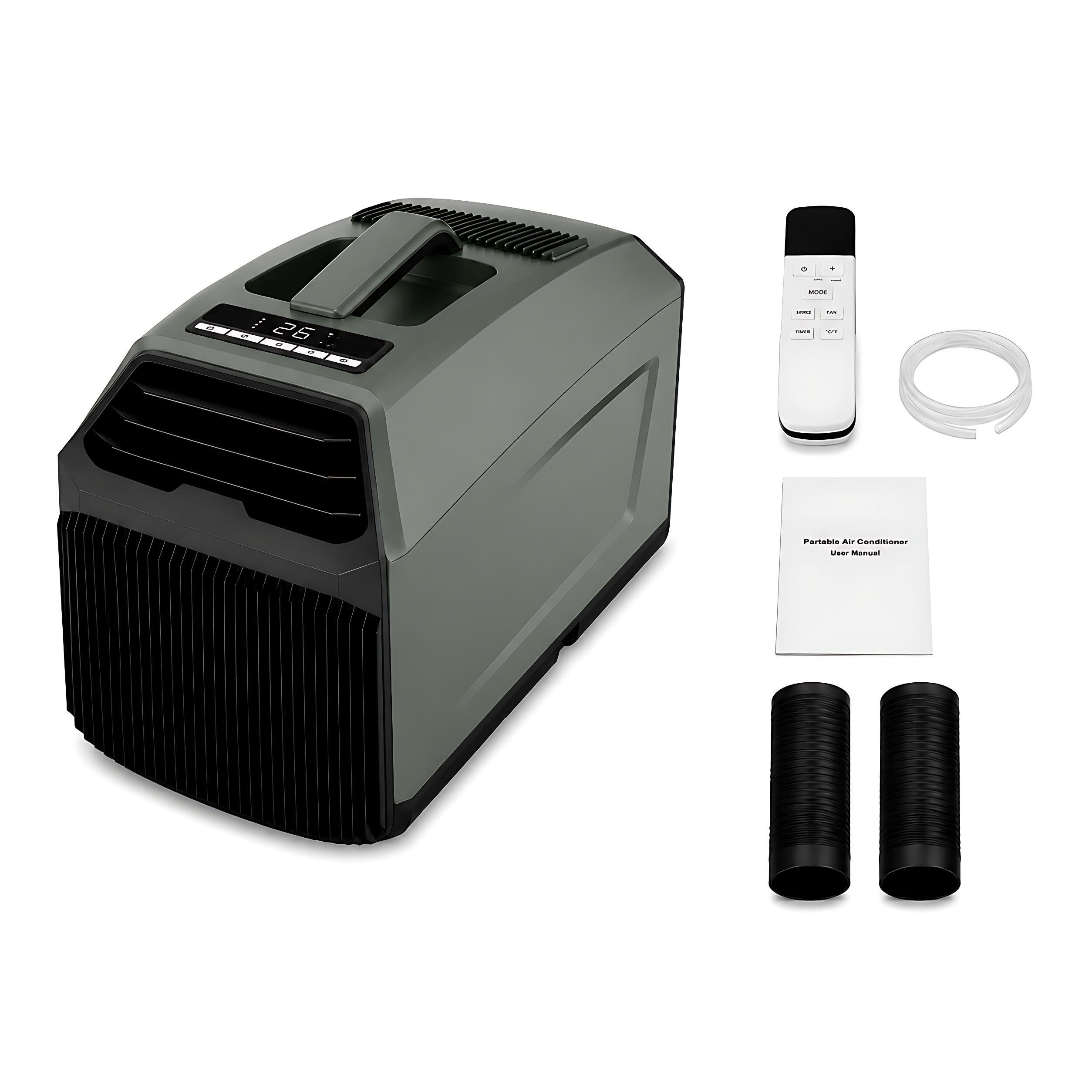 KPOUYYDS Portable AC Unit, Tent Cooler - 4500/5100 BTU Dual-Rotor Compressor, 330W Low Wattage, Dual Hose, 36dB Quiet 4-in-1 AC with Remote for Van Life, RV, Off-Grid Camping, Bedroom 4500BTU/AC