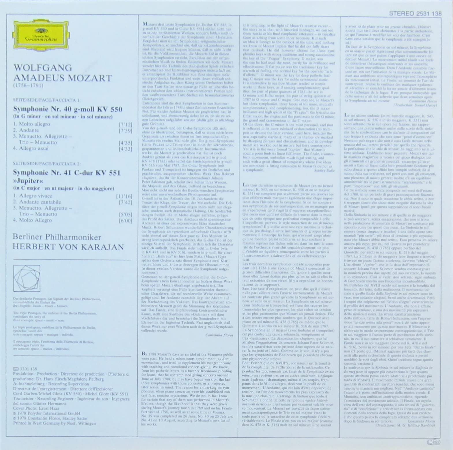 Symphonien 40 & 41 "Jupiter" [Vinyl LP record] [Schallplatte]