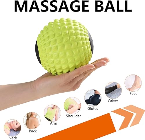 Miniatura 3 de MURLIEN Bola de rodillo de masaje, masajeador de tejido profundo para liberación miofascial, pelota de movilidad para ejercicio y recuperación de