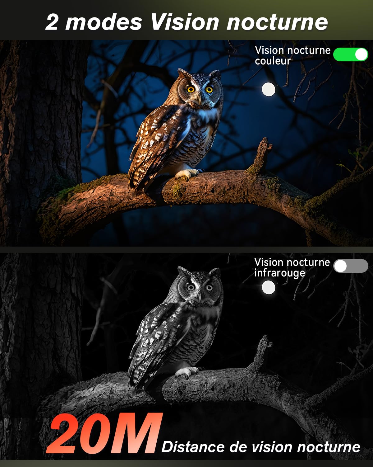 Xega 4G LTE Camera de Chasse avec Carte SIM Solaire Extérieure sans Fil | 2K PTZ Caméra Surveillance PIR Détection, Vision Nocturne Couleur, Etanche IP65, Audio Bidirectionnel, pour animaux sauvages
