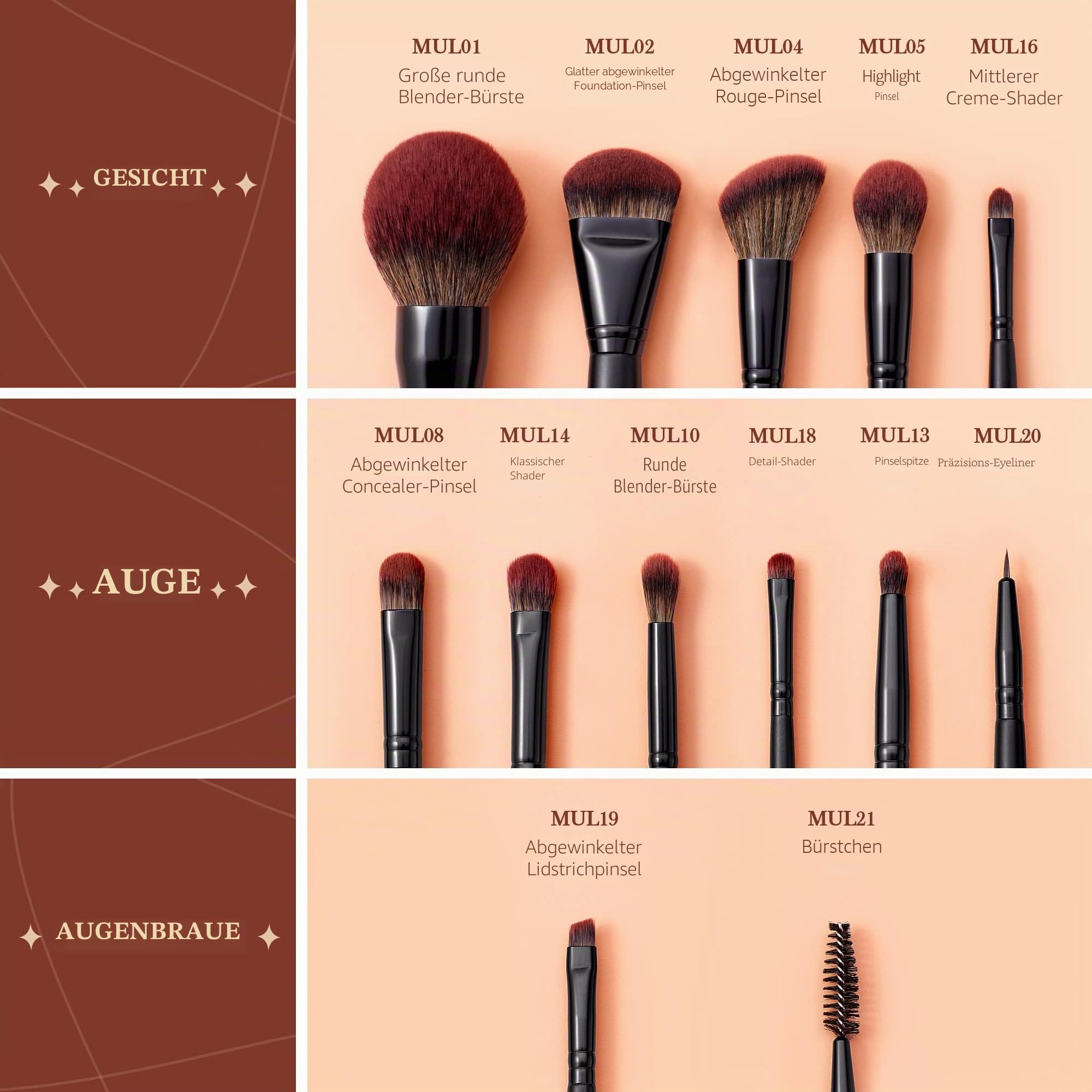 Jessup Professionelles Make-up-Pinsel-Set 13-teilig vegan Foundation Konturen Blush Schwarz T300