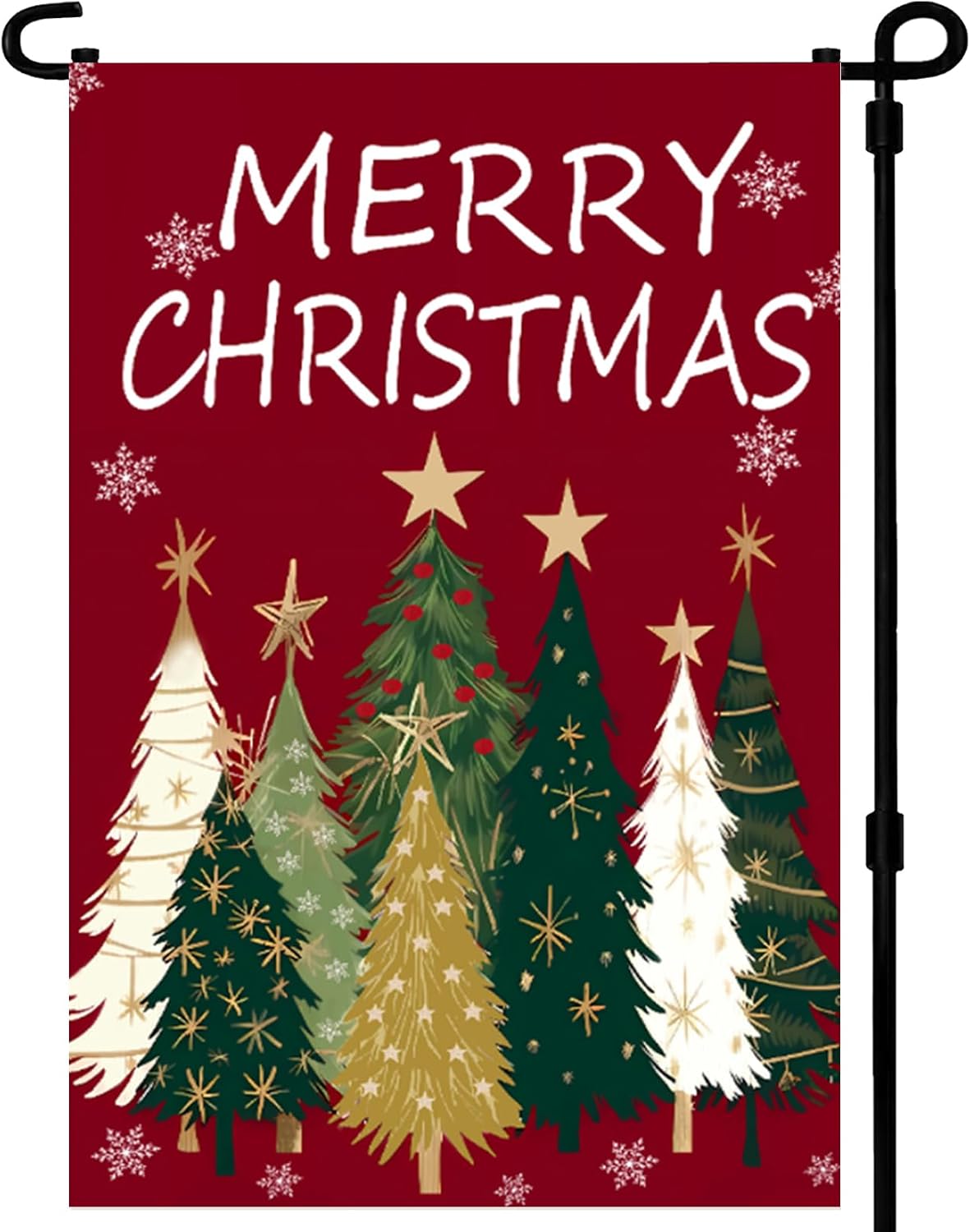Merry Christmas Trees Garden Flags 12x18 Inch -Double Sided Small Christmas Yard Flags UV protection Fade Resistant for Holiday Decoration Outdoor