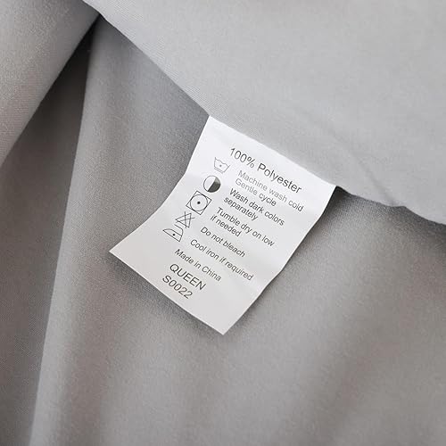 Miniatura 9 de Rosgonia Juego de edredón de tamaño queen, gris, 3 piezas, 1 edredón gris y 2 fundas de almohada, para todas las estaciones, manta suave y ligera