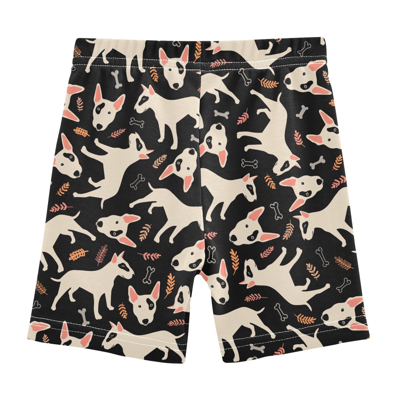 JHKKU Girls Bull Terrier Cartoon Dog Shorts Cotton Cartwheel Bike Kids Biker Under Dress Dance Short Girl Clothes 6T