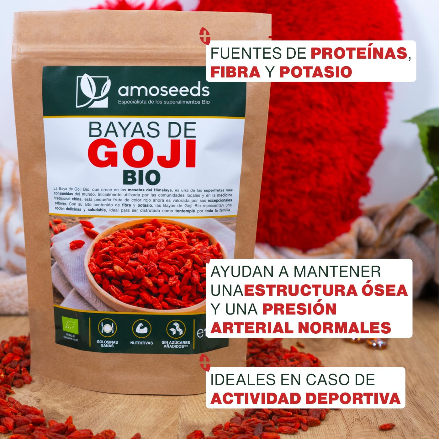 Bayas de Goji BIO | Sin Azúcares Añadidos, 100% Orgánicas | Bayas deshidratadas | Primera Calidad