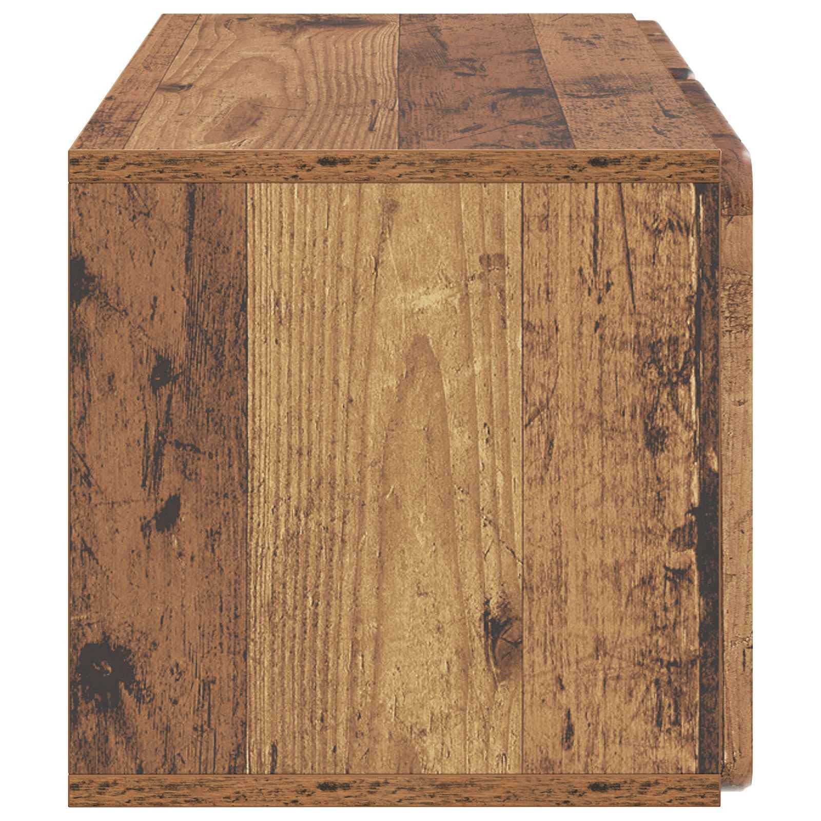 Mobile Porta TV da Muro in Legno Antico 59,5 x 31 x 30 cm con 2 Ante a Cerniera Girevole 90°, Supporto Sospeso Salvaspazio per Soggiorno Moderno, Consolle Armadietto Scaffale Versatile