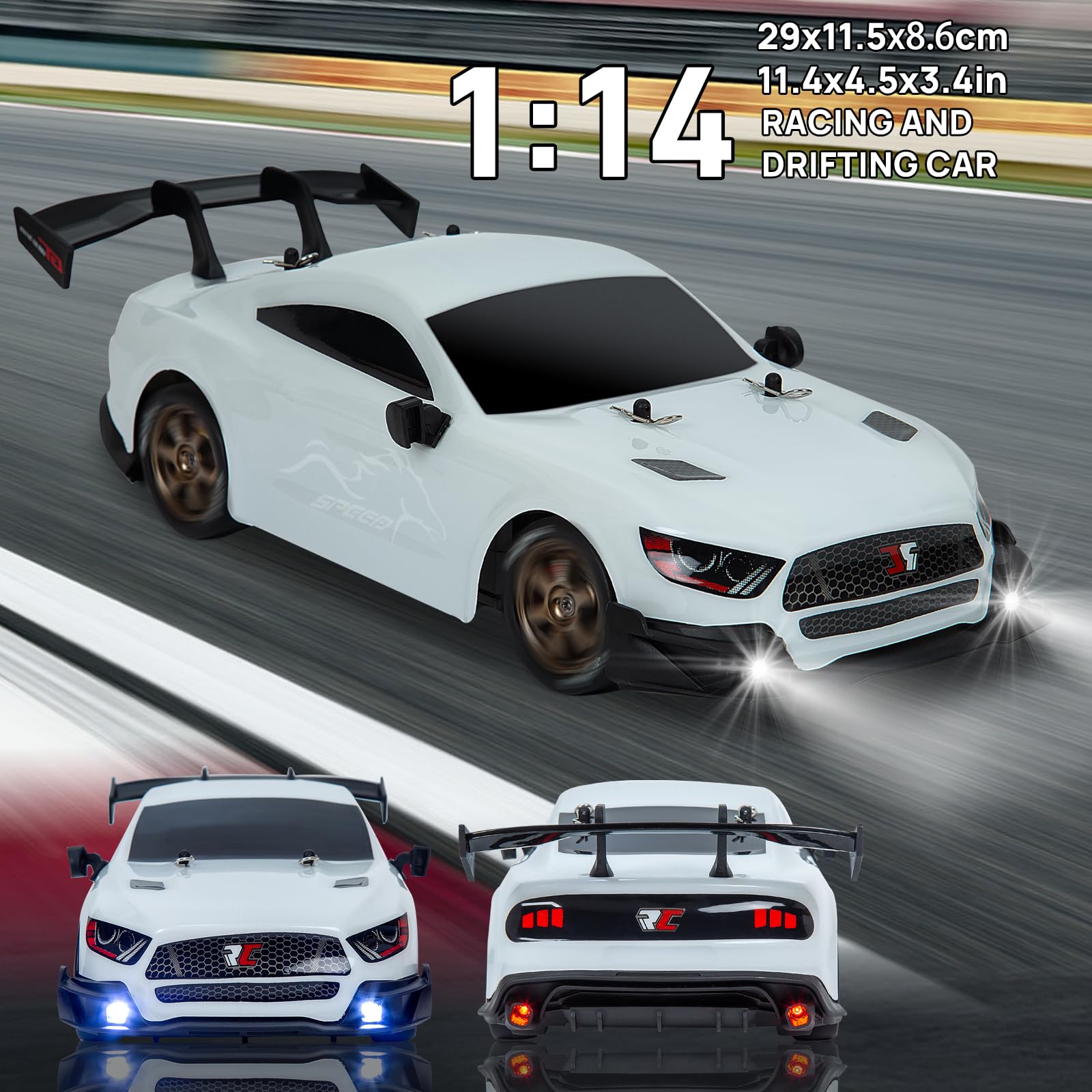 BORSTOYPRO Macchina Telecomandata, 1:14 Professionale Macchina Telecomando de Drift con Sterzo Proporzionale e Acceleratore 4WD GT Drift RC Macchine Auto Car per adulti bambini