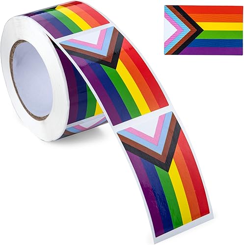 Miniatura 6 de Progress Pride Daniel Quasar - Calcomanías rectangulares de bandera para orgullo gay, orgullo lesbiano, orgullo transgénero, conciencia LGBTQ,