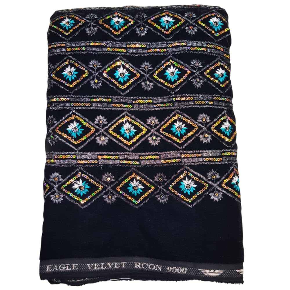 Unstitched Velvet Embroidery Fabric for Womens Dress Material for Ethnic Wear Garments, Lehenga Choli, Blouse, Fancy women Dress-image-46