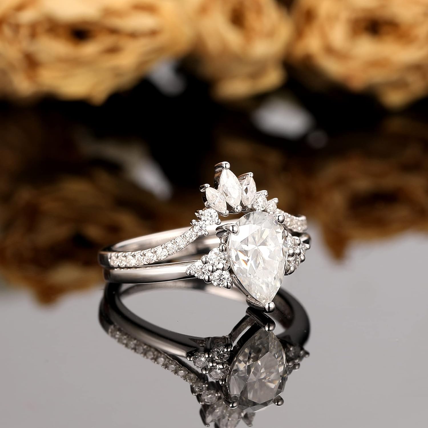 Moissanite Bridal Wedding Rings Set for Women 1.50CT VVS1 Clarity 925 Sterling Silver Moissanite Engagement Wedding Band for Her Size 4-9