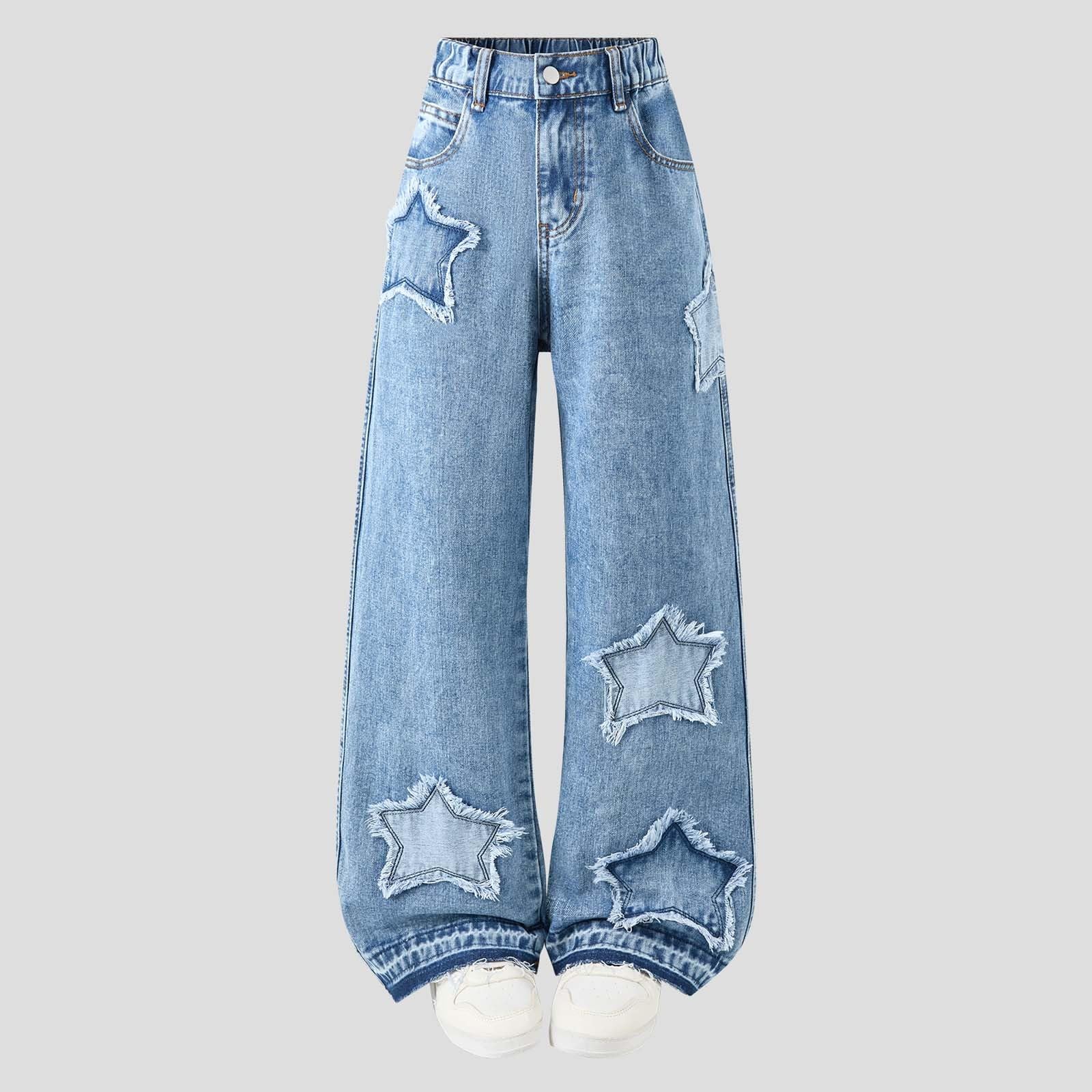 Jeans baggy para niños Estilo streetwear actual Costuras reforzadas Jeans para colegio Sin restricciones de movimiento Vaqueros de pierna recta Diseño elegante y casual Ajuste regular holgado