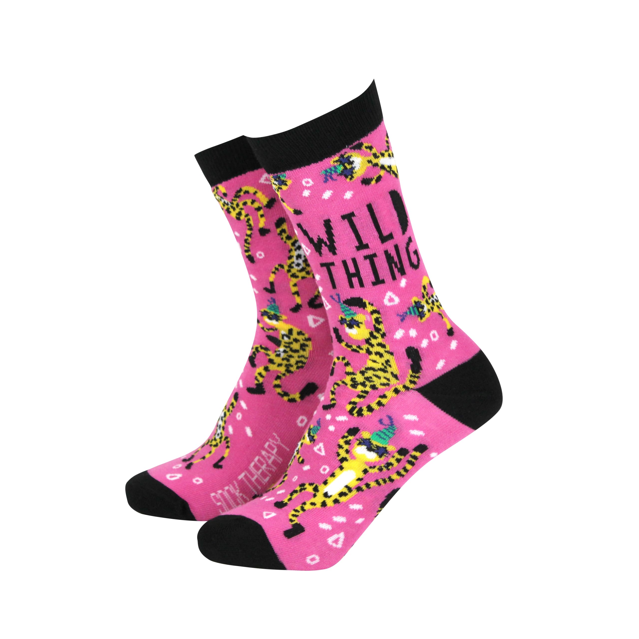 Smiling Faces Making Smiles Since 2001 Women's Pink Sock Therapy Bamboo Breathable Gift Socks - Wild Thing