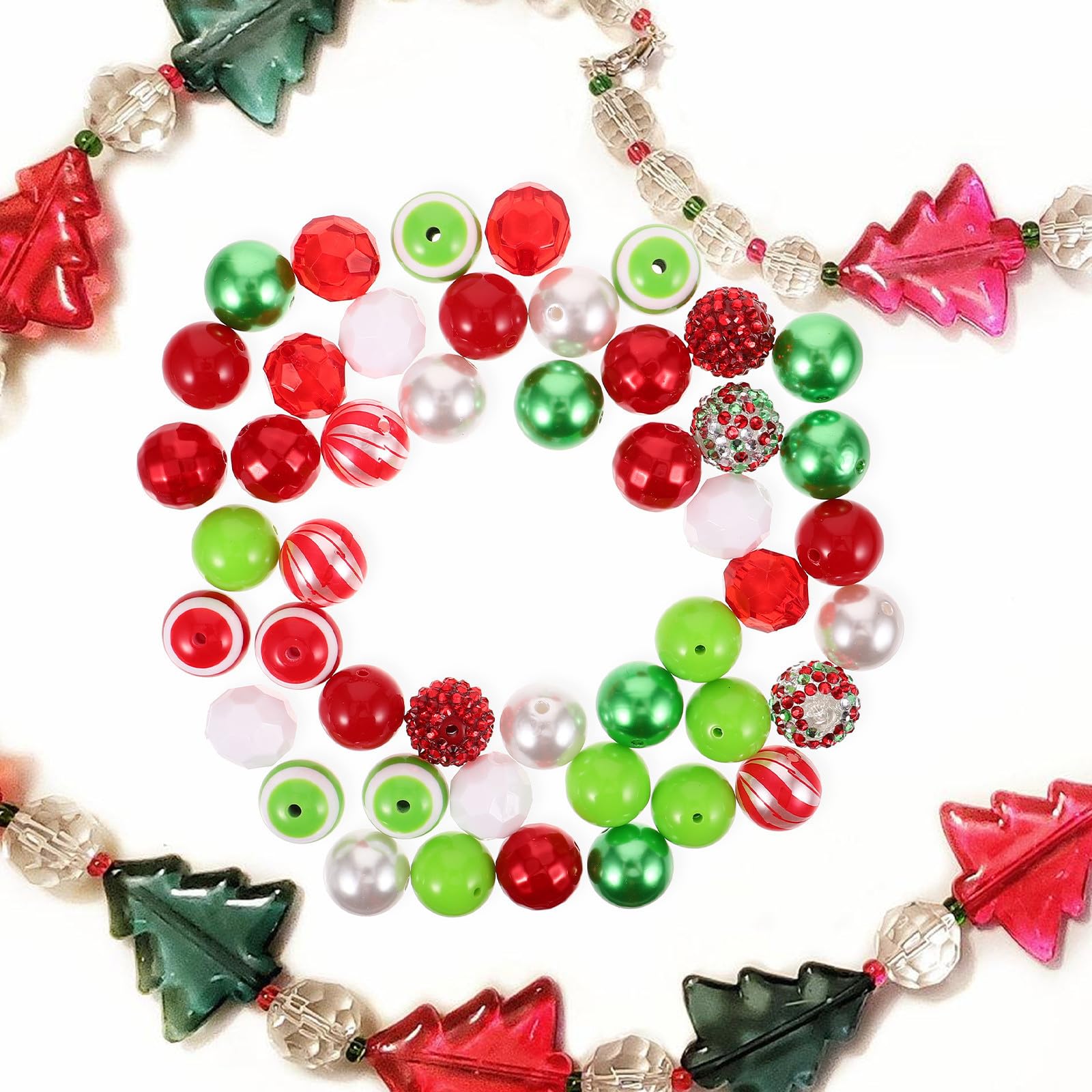 FRCOLOR 5 Confezioni Perline Acriliche Rotonde Miste per Fai, Natale,