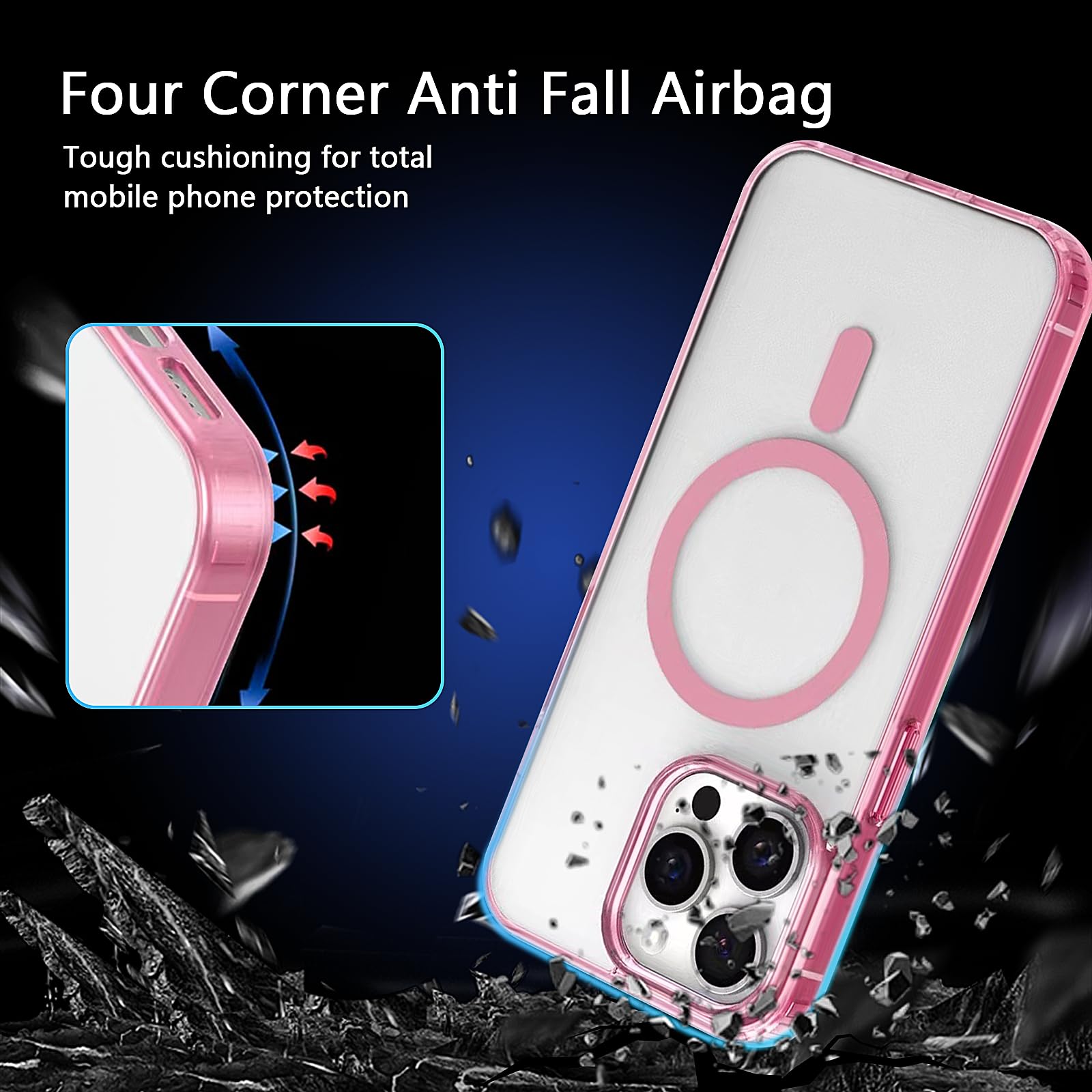 DOMAVER Custodia Per IPhone 15 Pro Max Con MagSafe | Arancione Traslucida, TPU Antiurto, Supporta Ricarica Wireless | Protezione Completa