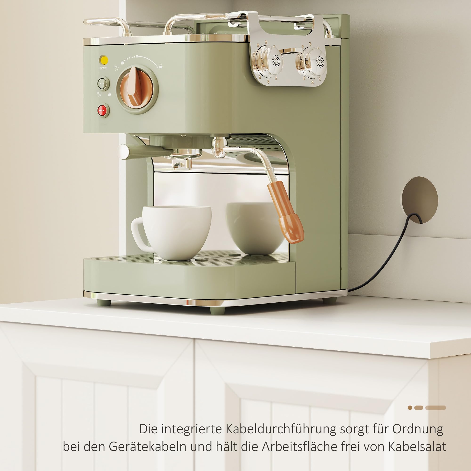 HOMCOM Küchenschrank mit 4 Türen Arbeitsplatte 60 x 39,5 x 180 cm Weiß